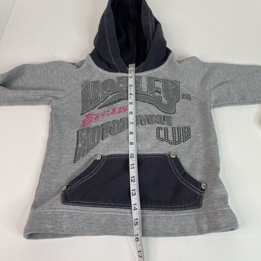 Harley Davidson Youth Girls Size 5 Hoodie Sweatshirt, Graphic Bedazzled, Grey - Picture 8 of 9